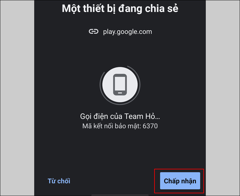 Nhấn Chấp nhận